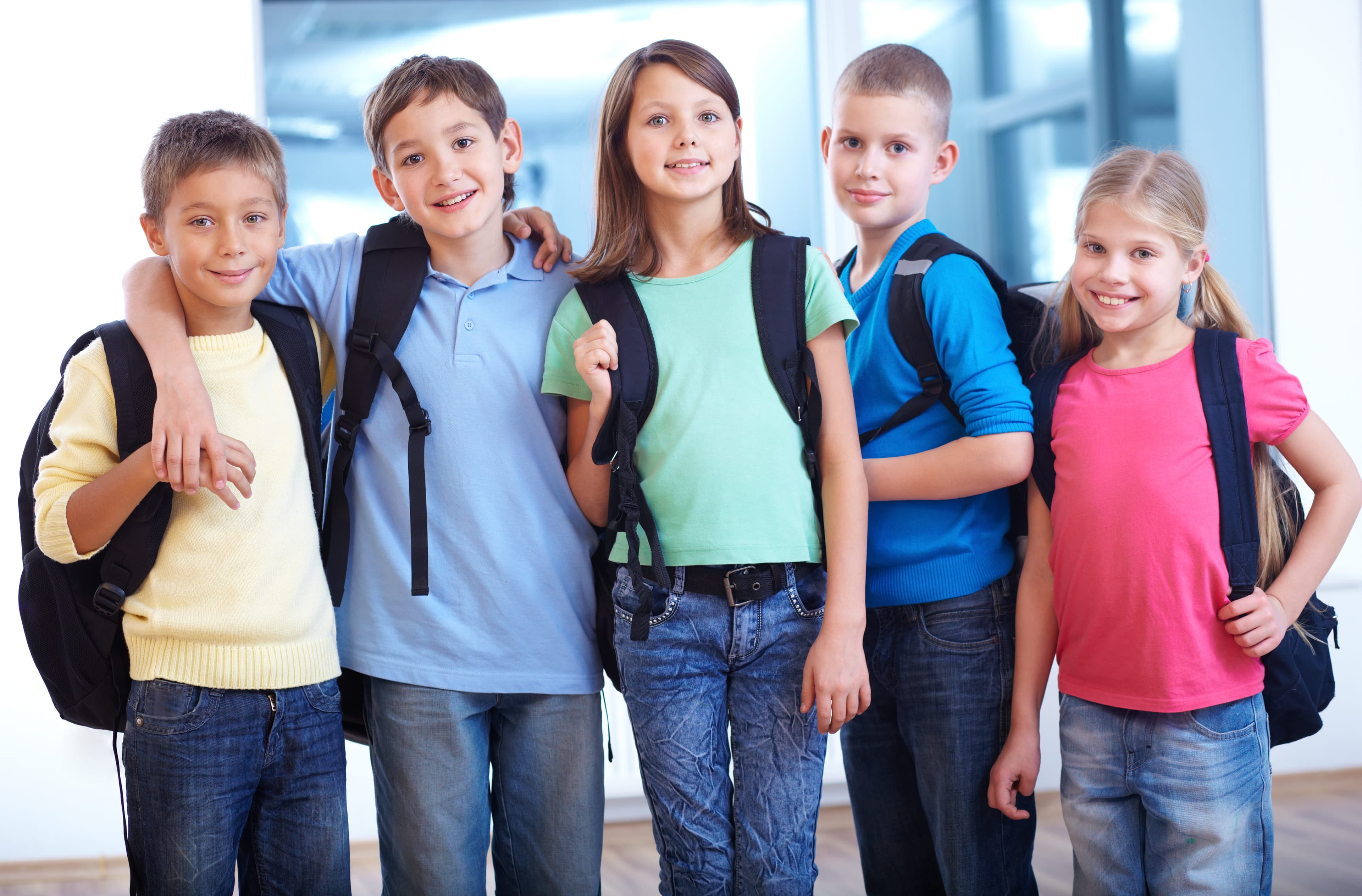 Students walking together towards school